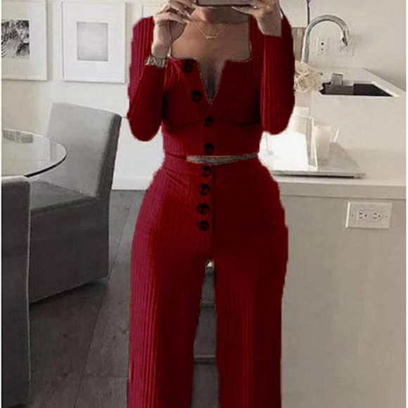 Pants - American European Trendy Knitted Fashion Suit Size L